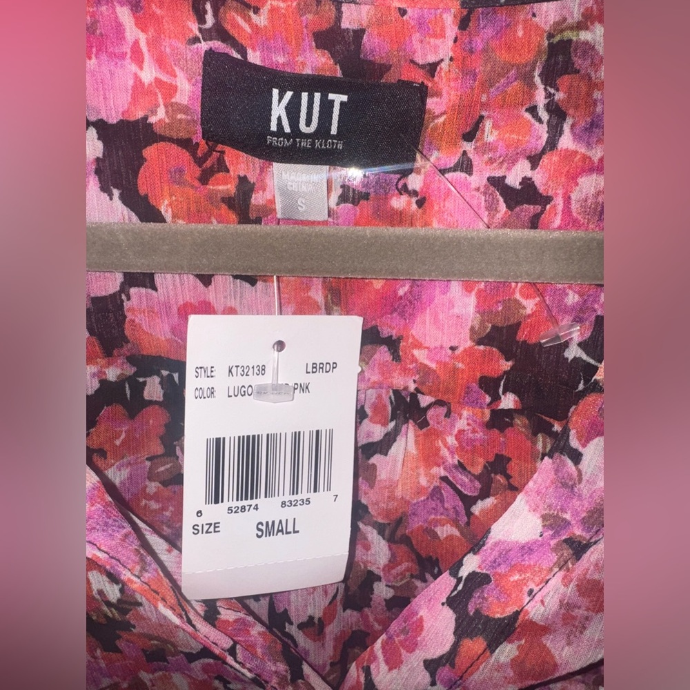 NWT Kut from the Kloth Vibrant Pink and Purple Floral Blouse - Picture 2 of 8